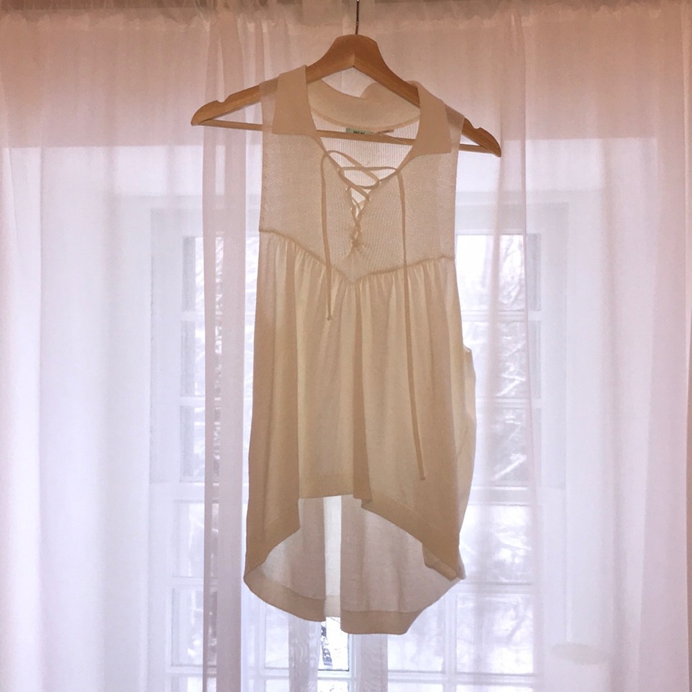 Urban Outfitters white collar lace up shirt